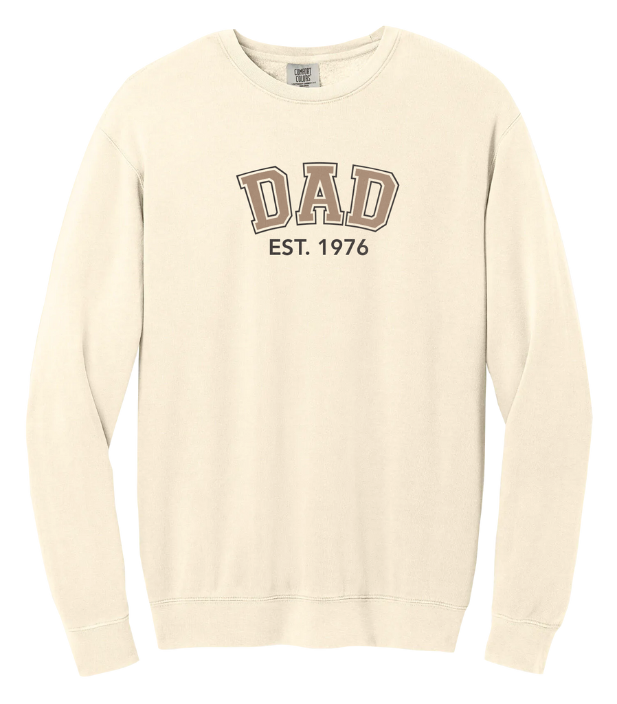 "Dad EST." Adult Lightweight Cotton Crewneck Sweatshirt with Printed Logo