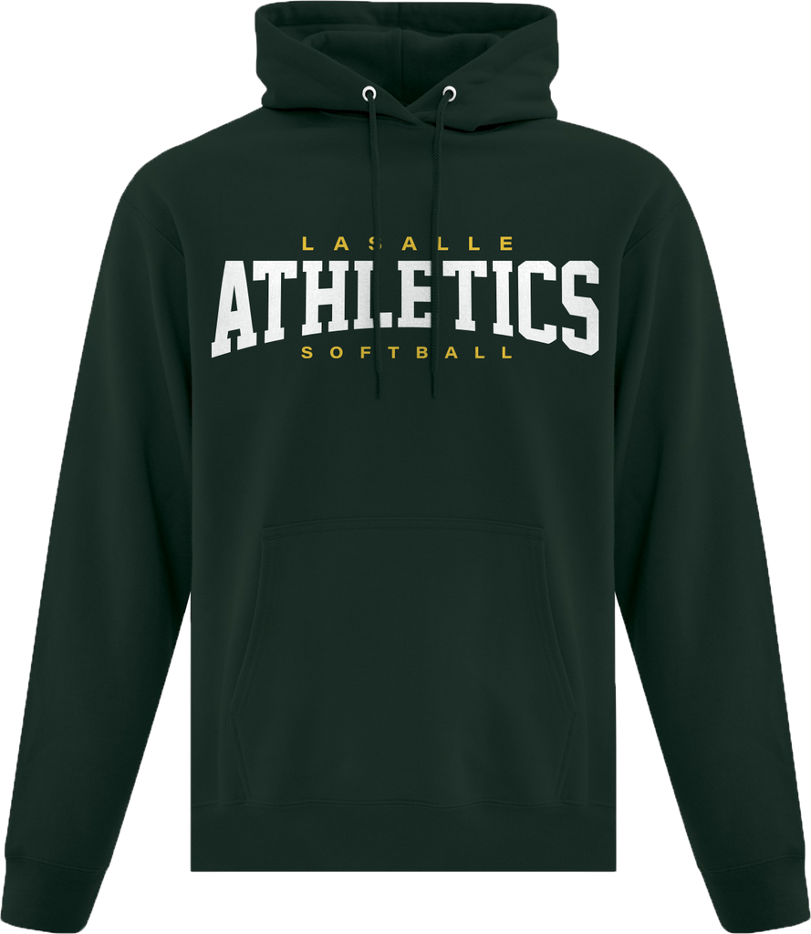 'Athletics' Adult Cotton Pull Over Hooded Sweatshirt with Printed Logos