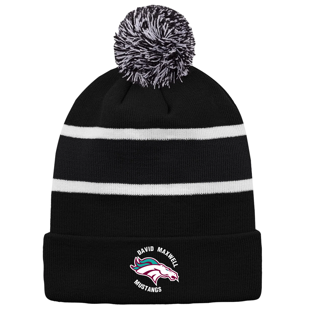 Mustangs Striped Knit Cuff Toque with Pom-Pom with Embroidered Logo
