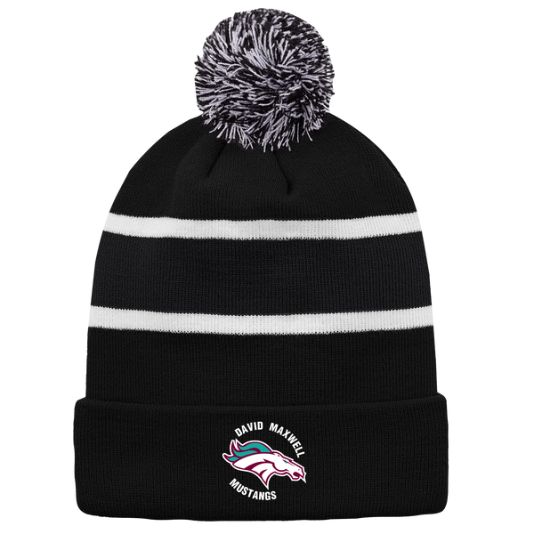 Mustangs Striped Knit Cuff Toque with Pom-Pom with Embroidered Logo