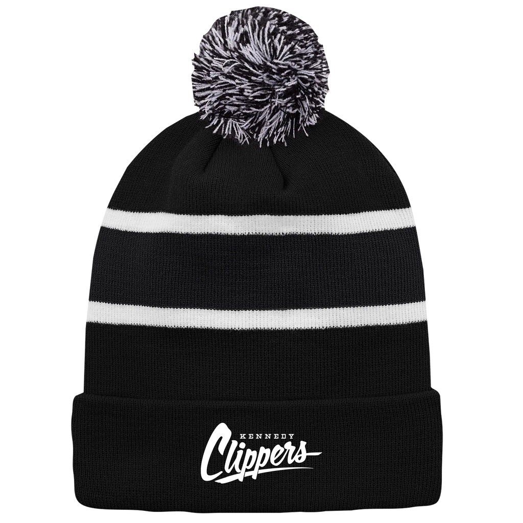 Kennedy Clippers Striped Knit Cuff Toque with Pom-Pom with Embroidered Logo