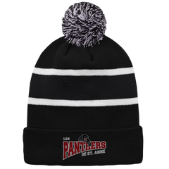 St. Anne Panthers Striped Knit Cuff Toque with Pom-Pom with Embroidered Logo