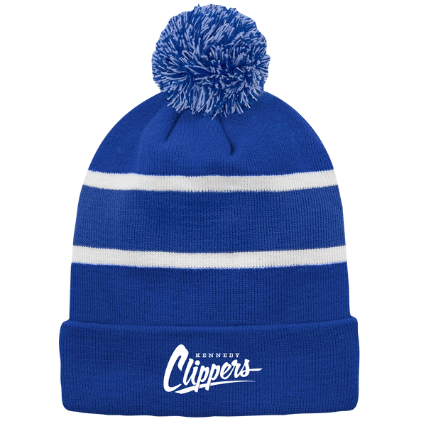 Kennedy Clippers Striped Knit Cuff Toque with Pom-Pom with Embroidered Logo