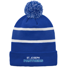 St. Joseph Striped Knit Cuff Toque with Pom-Pom with Embroidered Logo
