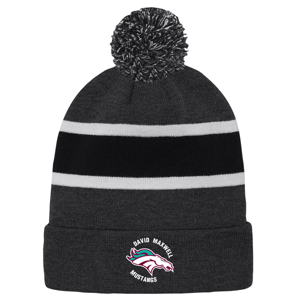 Mustangs Striped Knit Cuff Toque with Pom-Pom with Embroidered Logo