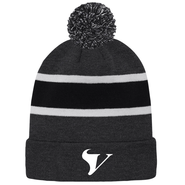 Tecumseh Vista Striped Knit Cuff Toque with Pom-Pom with Embroidered Logo