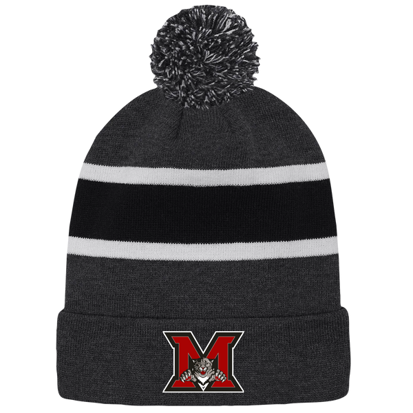 Maranatha Christian Academy Striped Knit Cuff Toque with Pom-Pom with Embroidered Logo