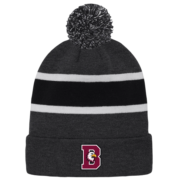 St. John de Brebeuf Striped Knit Cuff Toque with Pom-Pom with Embroidered Logo