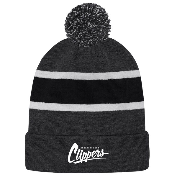 Kennedy Clippers Striped Knit Cuff Toque with Pom-Pom with Embroidered Logo
