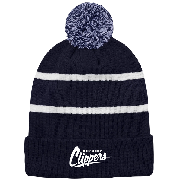 Kennedy Clippers Striped Knit Cuff Toque with Pom-Pom with Embroidered Logo