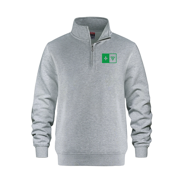 "Franco-Ontarian Flag" Adult 1/4 Zip Sweatshirt with Embroidered Logo