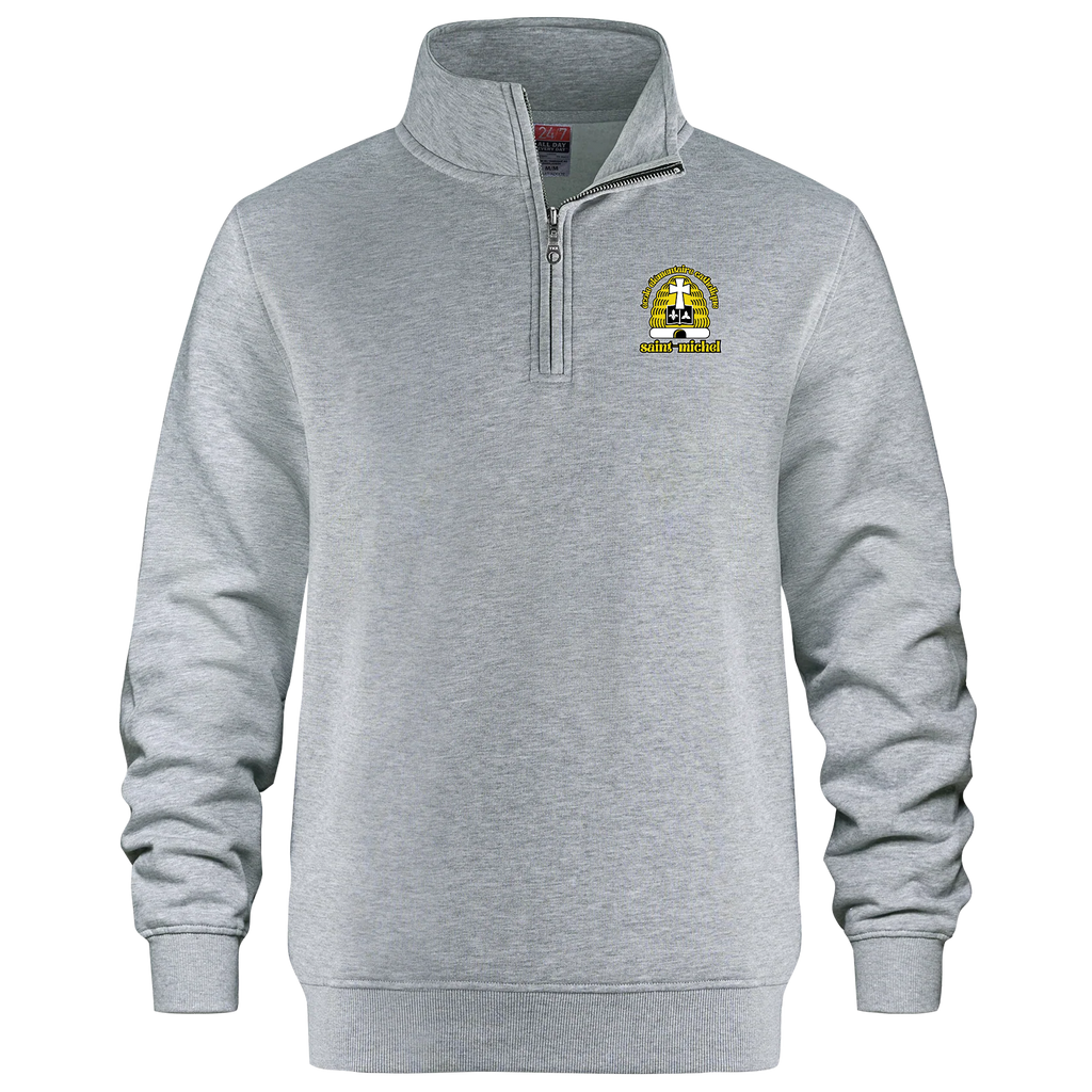 École Élémentaire Catholique Saint-Michel Adult 1/4 Zip Sweatshirt with Embroidered Logo