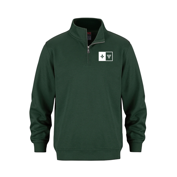 "Franco-Ontarian Flag" Adult 1/4 Zip Sweatshirt with Embroidered Logo