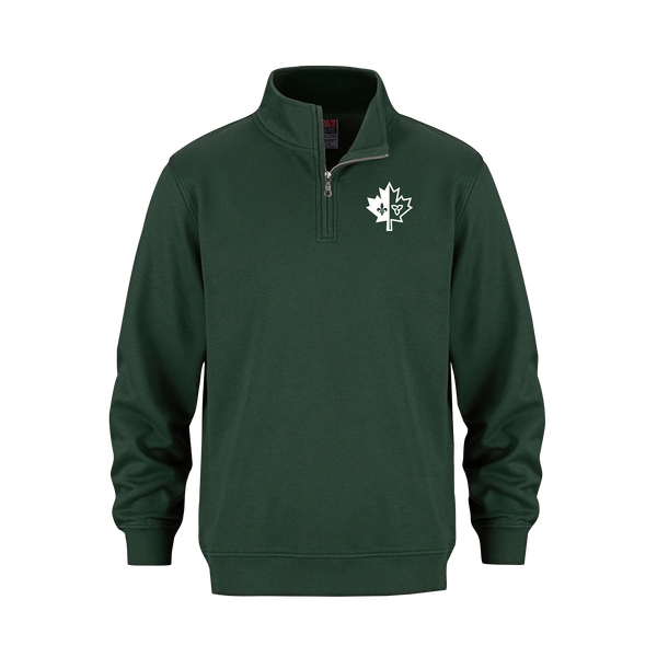"Franco-Ontarian Maple Leaf" Adult 1/4 Zip Sweatshirt with Printed Logo