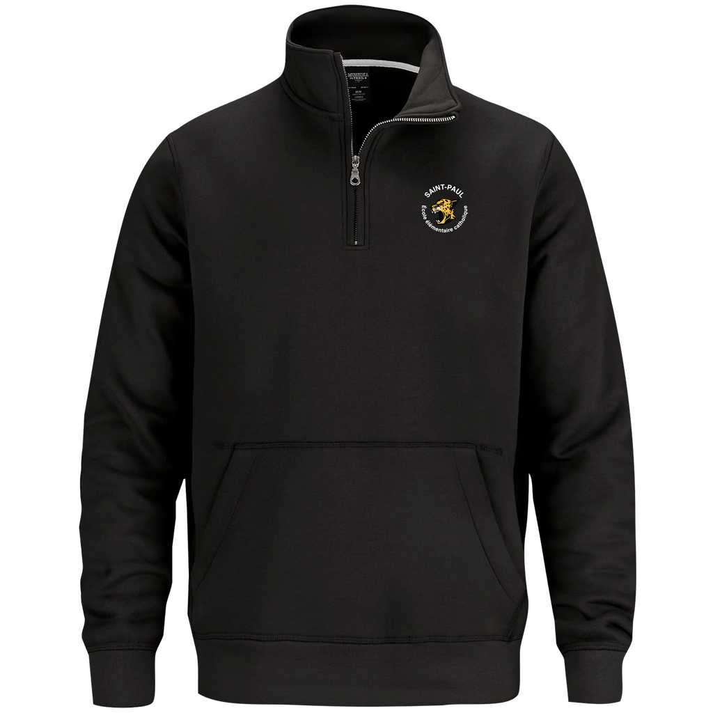 Saint-Paul Adult 1/4 Zip Sweatshirt with Pouch Pocket with Embroidered Logo