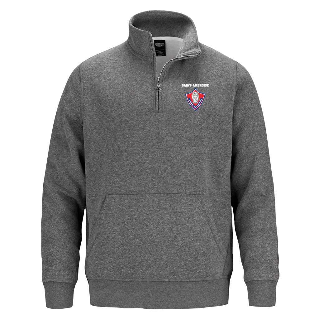 Saint Ambroise Adult1/4 Zip Sweatshirt with Pouch Pocket with Embroidered Logo