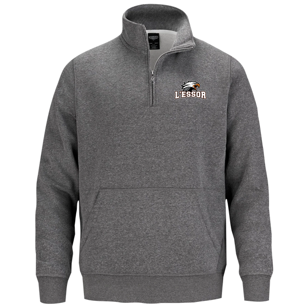 L'Essor Adult 1/4 Zip Sweatshirt with Pouch Pocket with Embroidered Logo