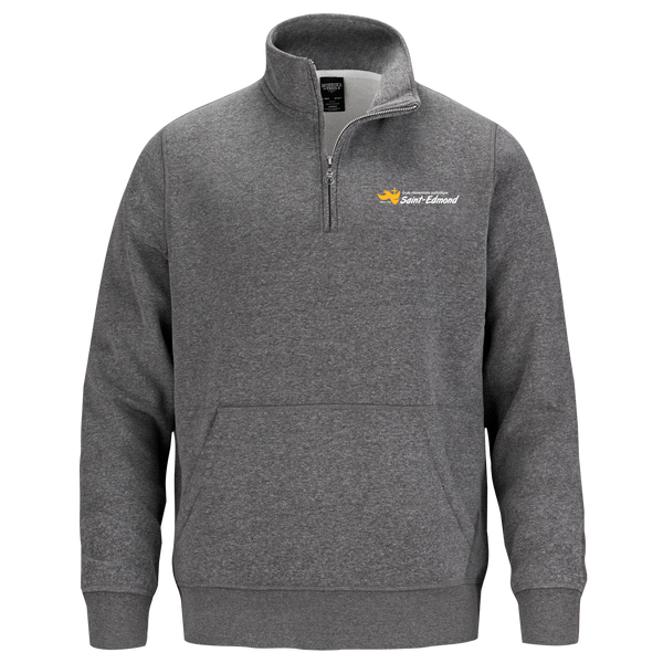 Saint-Edmond Adult1/4 Zip Sweatshirt with Pouch Pocket with Embroidered Logo