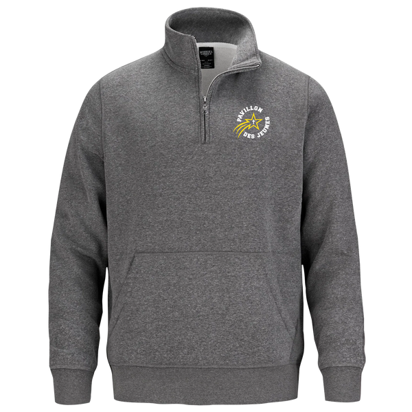 Pavillon Des Jeunes Adult1/4 Zip Sweatshirt with Pouch Pocket with Embroidered Logo