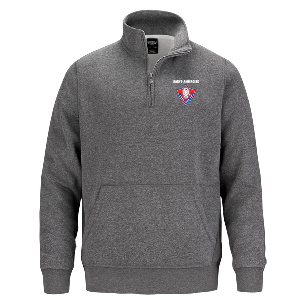 Saint Ambroise Adult1/4 Zip Sweatshirt with Pouch Pocket with Embroidered Logo