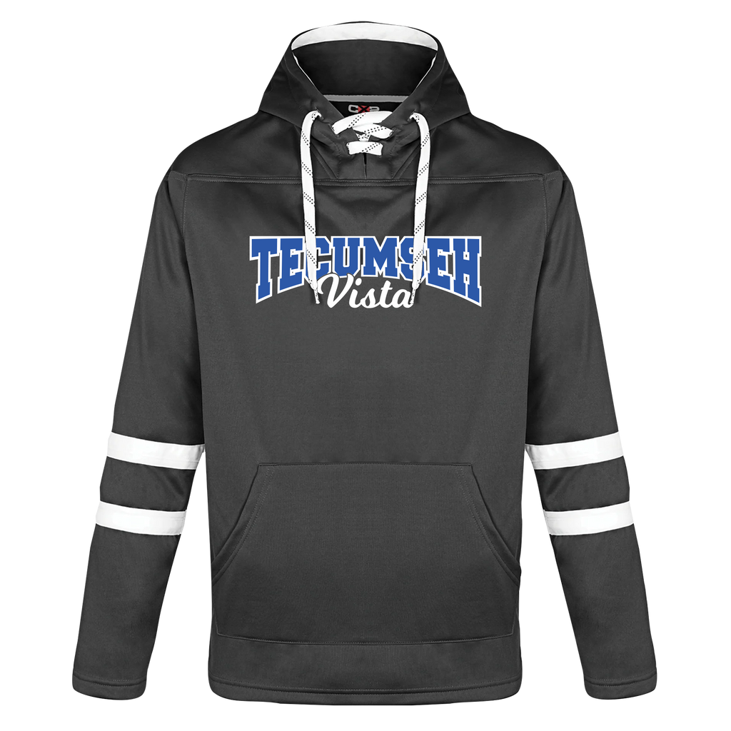Tecumseh Vista Adult Pullover Hockey Lace Hooded Sweatshirt With Printed Logo
