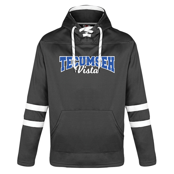 Tecumseh Vista Adult Pullover Hockey Lace Hooded Sweatshirt With Printed Logo