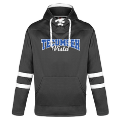 Tecumseh Vista Adult Pullover Hockey Lace Hooded Sweatshirt With Printed Logo