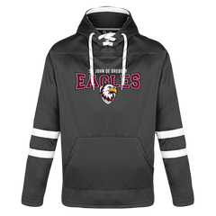 St. John de Brebeuf Adult Pullover Hockey Lace Hooded Sweatshirt With Printed Logo