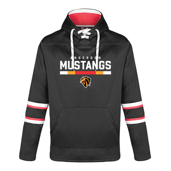 Anderdon Adult Pullover Hockey Lace Hooded Sweatshirt With Printed Logo