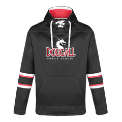 Dougall Adult Pullover Hockey Lace Hooded Sweatshirt With Printed Logo