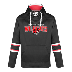 Harwich Raleigh Adult Pullover Hockey Lace Hooded Sweatshirt With Printed Logo