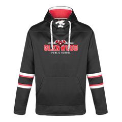 Glenwood Adult Pullover Hockey Lace Hooded Sweatshirt With Printed Logo