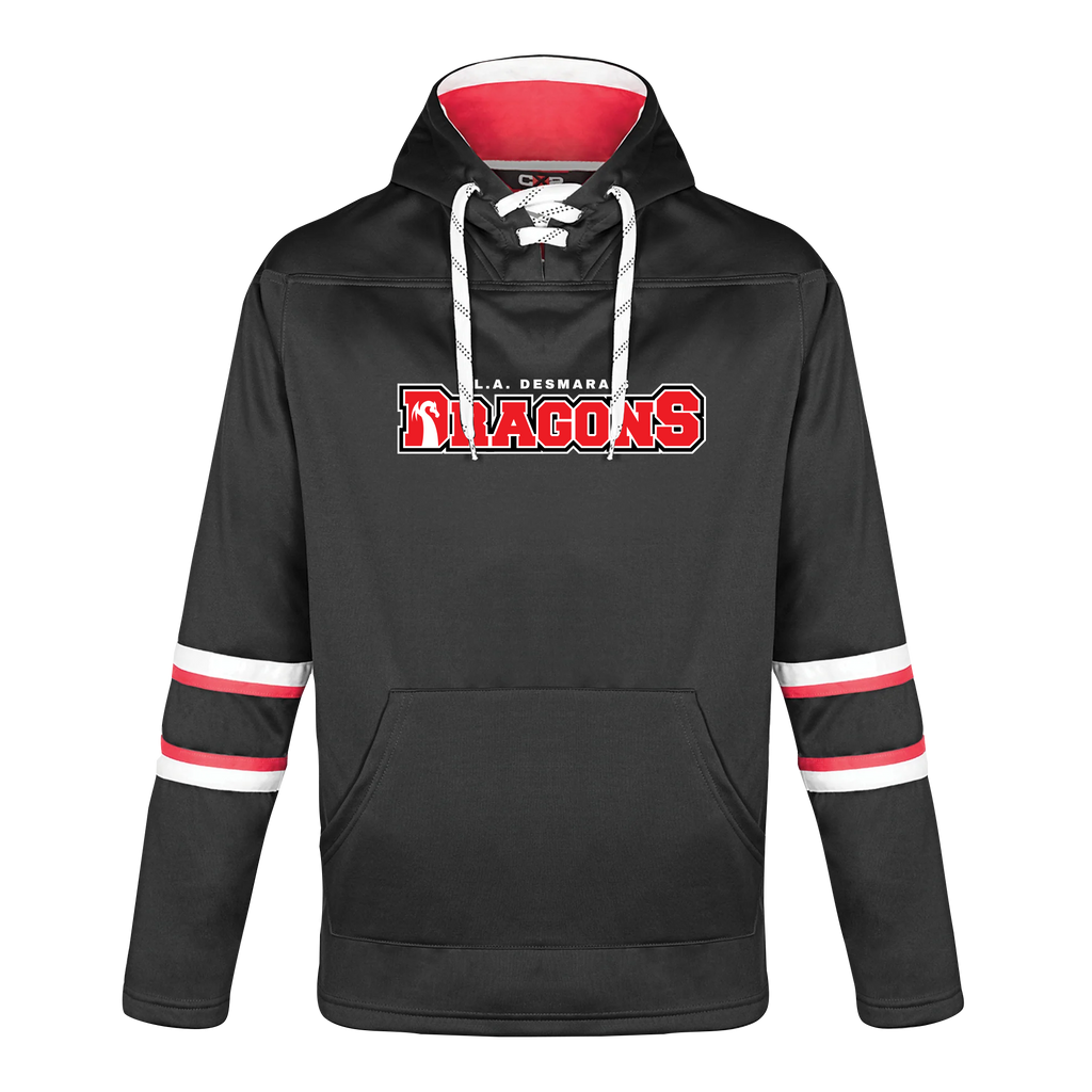 LAD Adult Pullover Hockey Lace Hooded Sweatshirt With Printed Logo
