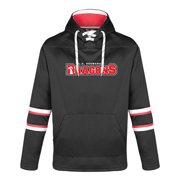 LAD Adult Pullover Hockey Lace Hooded Sweatshirt With Printed Logo