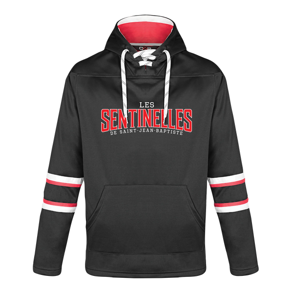 Sentinelles Adult Pullover Hockey Lace Hooded Sweatshirt With Printed Logo