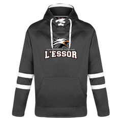 L'Essor Adult Pullover Hockey Lace Hooded Sweatshirt With Printed Logo