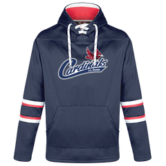 J.L. Dunn Adult Pullover Hockey Lace Hooded Sweatshirt With Printed Logo