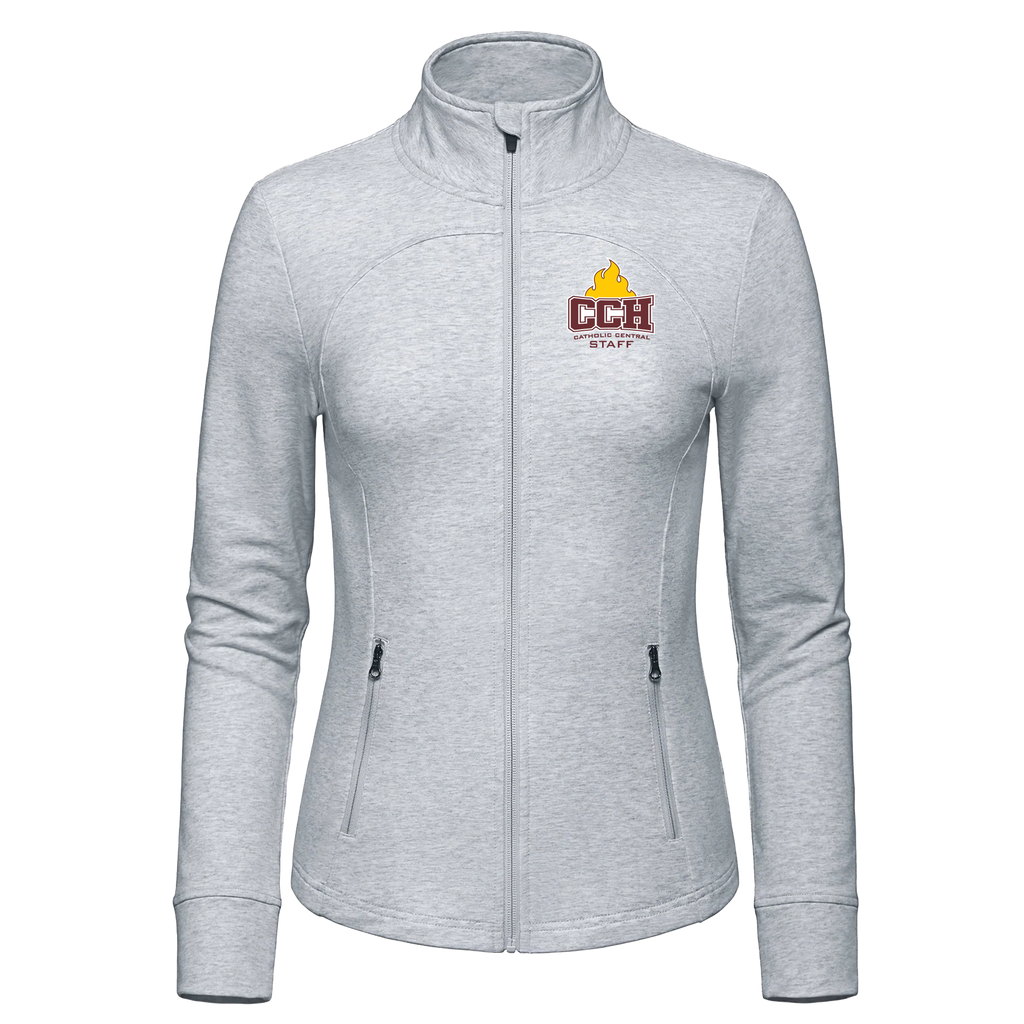 Catholic-Central Ladies French Terry Performance Full Zip Sweatshirt with Embroidered Logo