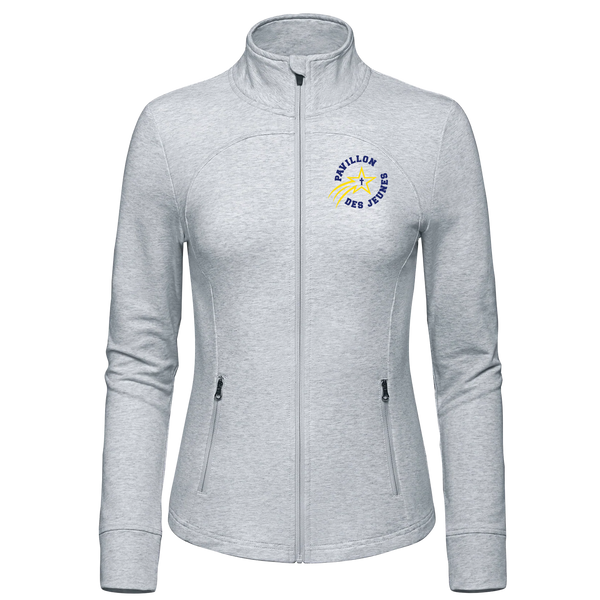 Pavillon Des Jeunes Ladies French Terry Performance Full Zip Sweatshirt with Embroidered Logo