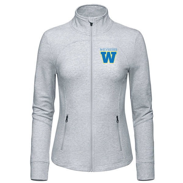 Wolverines Ladies French Terry Performance Full Zip Sweatshirt with Embroidered Logo