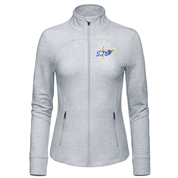 St. John the Baptist Ladies French Terry Performance Full Zip Sweatshirt with Embroidered Logo