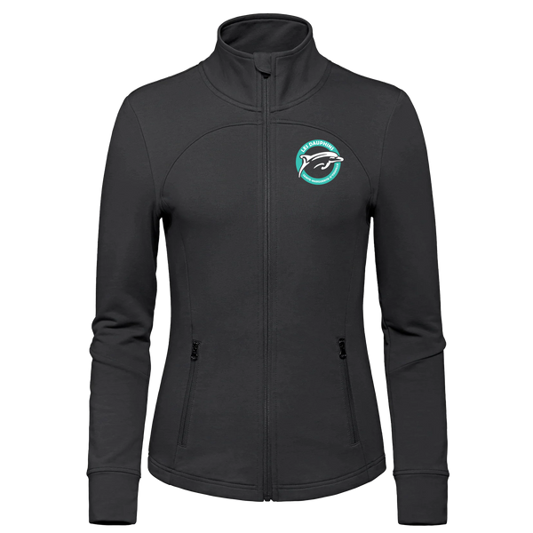 Dauphins Ladies French Terry Performance Full Zip Sweatshirt with Embroidered Logo