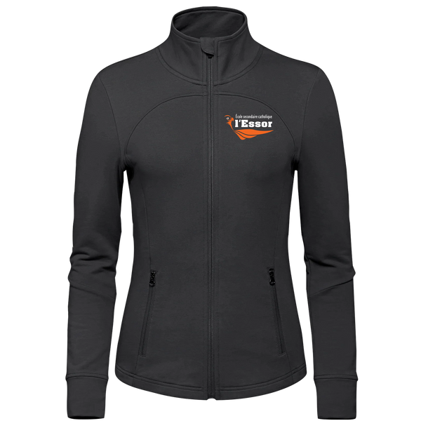 L'Essor Ladies French Terry Performance Full Zip Sweatshirt with Embroidered Logo