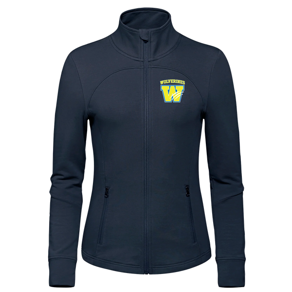 Wolverines Ladies French Terry Performance Full Zip Sweatshirt with Embroidered Logo