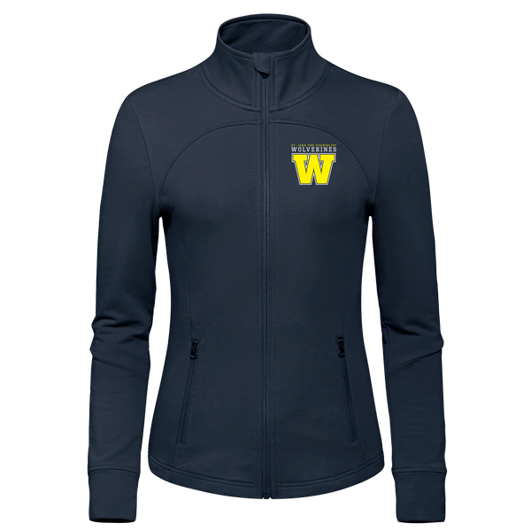 Wolverines Ladies French Terry Performance Full Zip Sweatshirt with Embroidered Logo