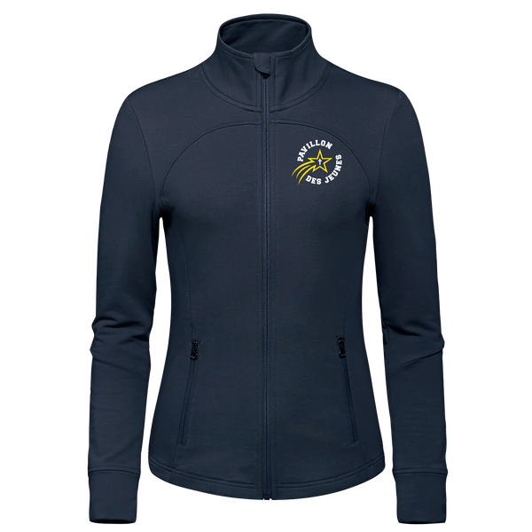 Pavillon Des Jeunes Ladies French Terry Performance Full Zip Sweatshirt with Embroidered Logo