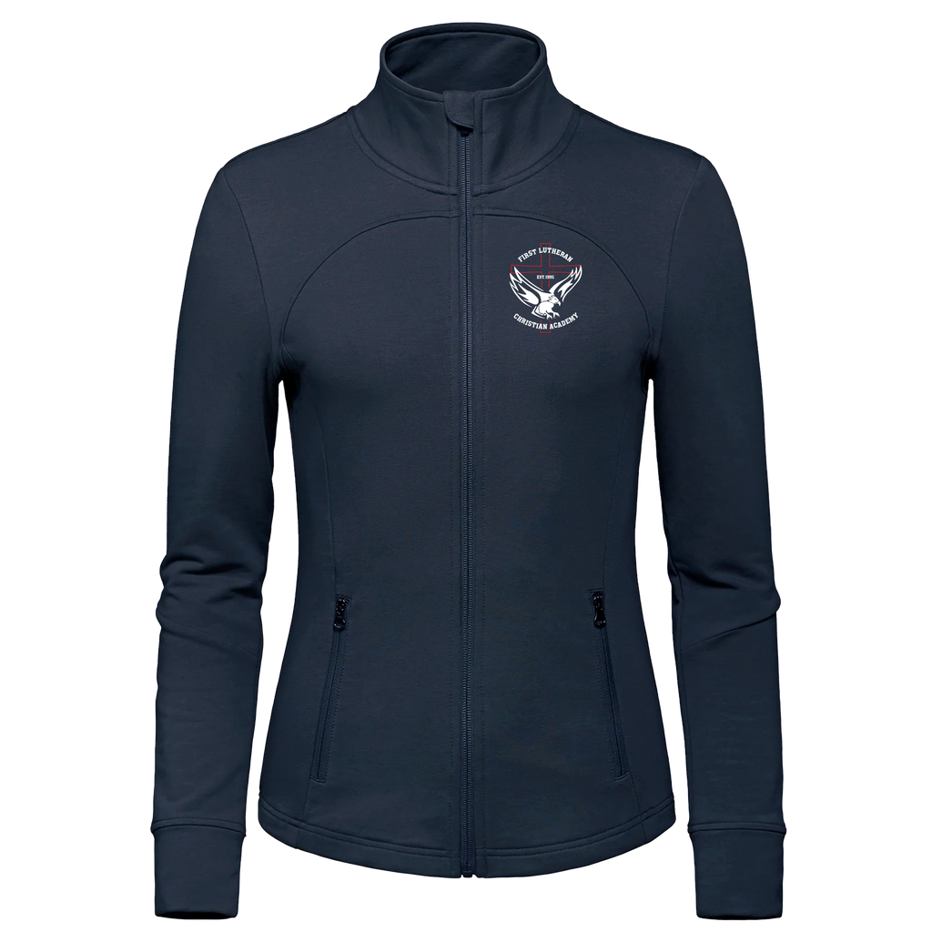 First Lutheran Ladies French Terry Performance Full Zip Sweatshirt with Embroidered Logo