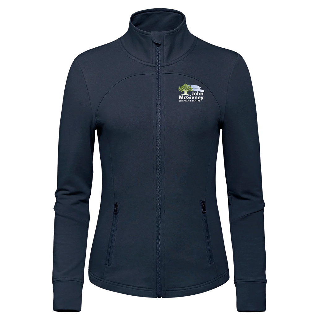 John McGivney Ladies French Terry Performance Full Zip Sweatshirt with Embroidered Logo