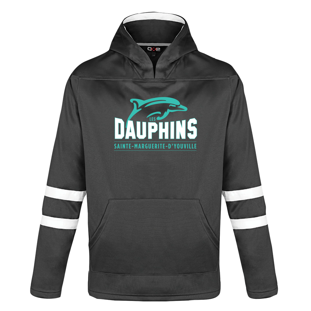 Dauphins Youth Pullover Hockey Lace Hooded Sweatshirt With Printed Logo