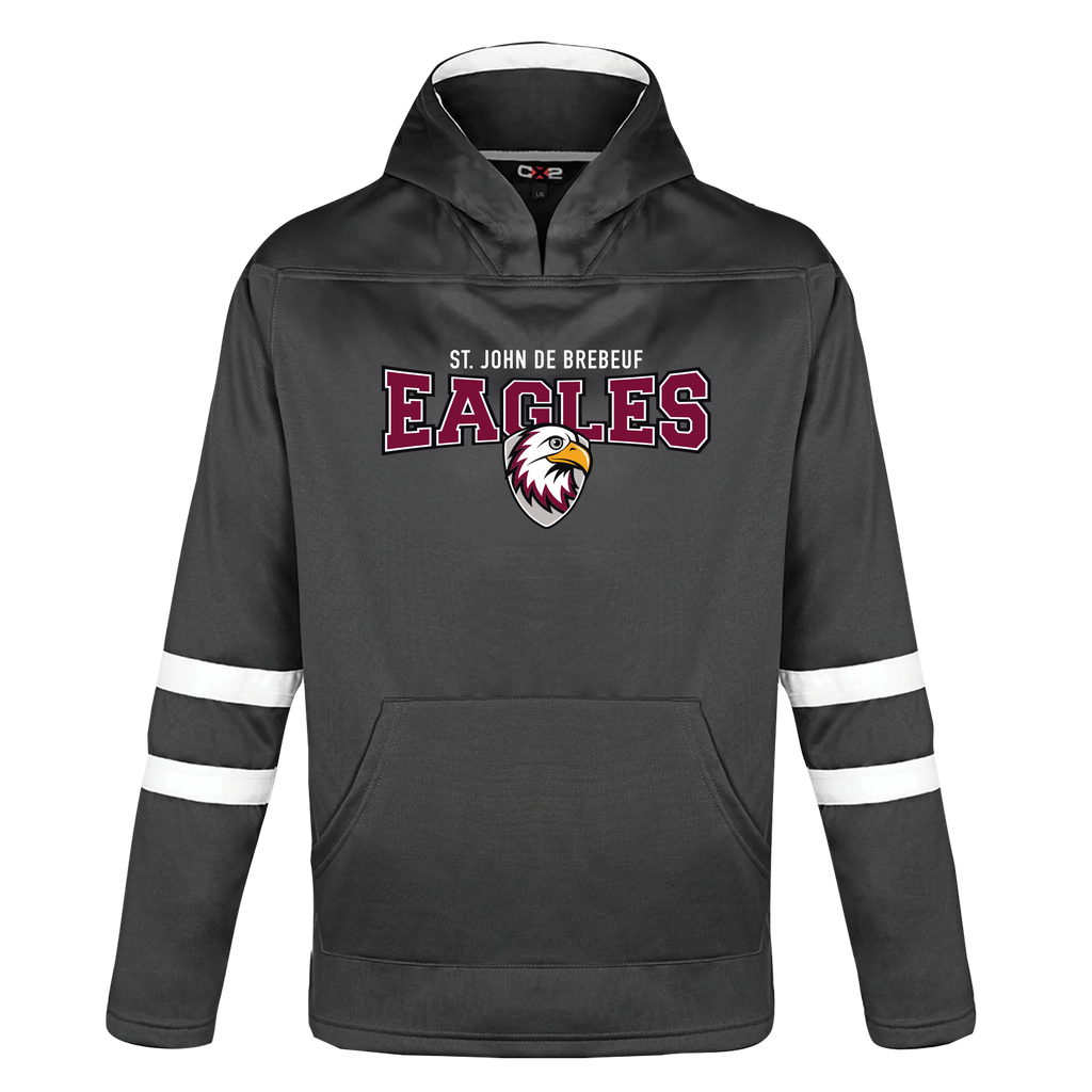 St. John de Brebeuf Youth Pullover Hockey Lace Hooded Sweatshirt With Printed Logo